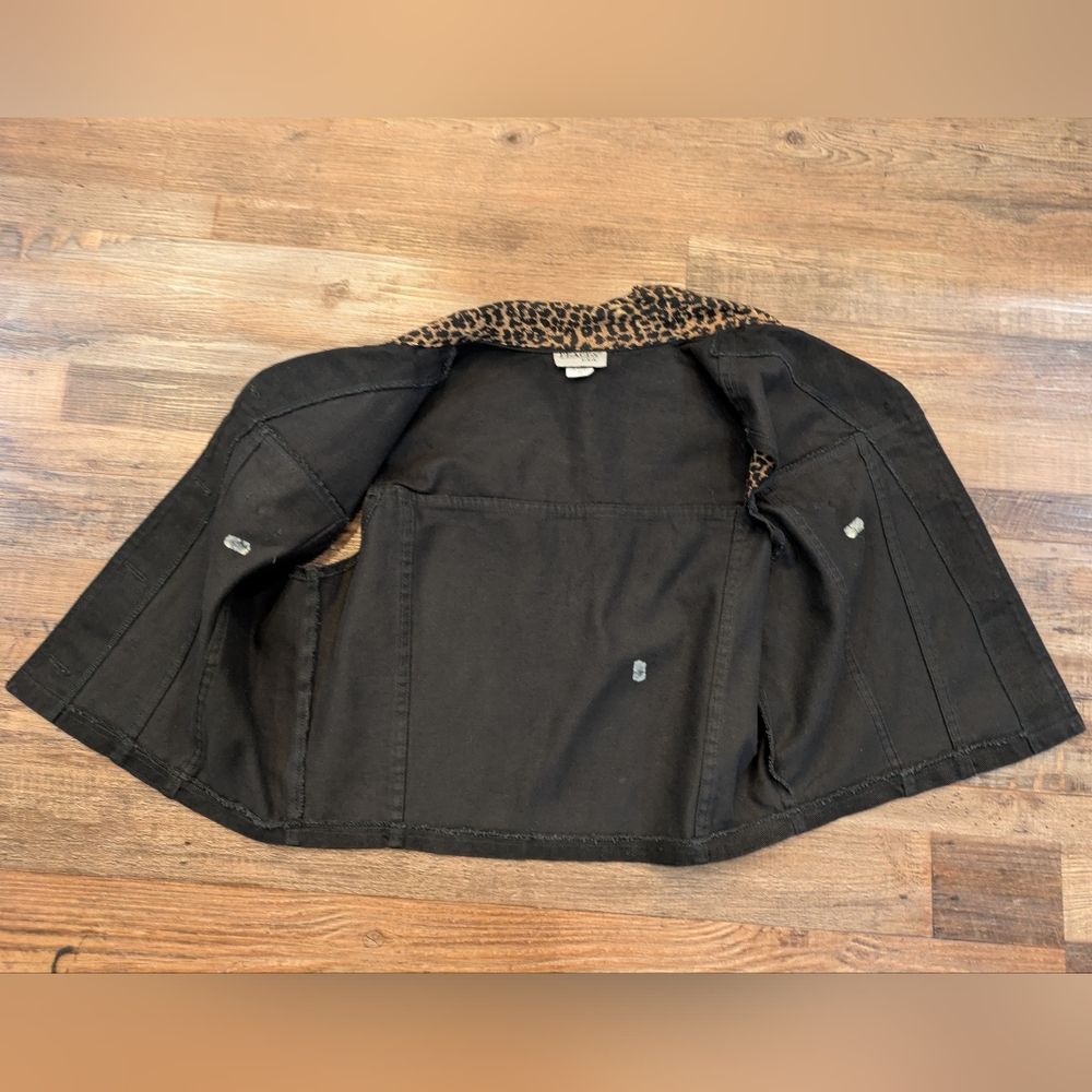 Vintage Peaces USA Leopard Print Denim Vest 90s Western Crochet Y2K Sz M - Picture 6 of 14